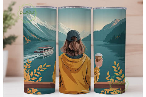 Mountain Lake View Tumbler Wrap Sublimation PixelChick 