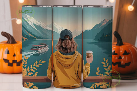 Mountain Lake View Tumbler Wrap Sublimation PixelChick 