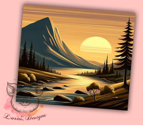 Mountain Landscape 20oz Tumbler Png, Straight & Tapered Tumbler Png, Sunset Mountain Tumbler Png, Digital Download PNG Sublimation Lara' s Designs 