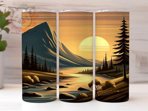Mountain Landscape 20oz Tumbler Png, Straight & Tapered Tumbler Png, Sunset Mountain Tumbler Png, Digital Download PNG Sublimation Lara' s Designs 