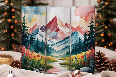 Mountain Landscape 20oz Tumbler Wrap Sublimation DesignSVG 