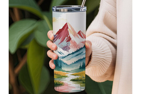 Mountain Landscape 20oz Tumbler Wrap Sublimation DesignSVG 