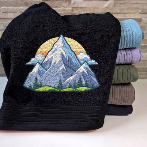 Mountain Landscape Embroidery Design – Snowy Mountain Sunset Pine Forest Nature Machine Embroidery File, 9 Sizes Embroidery/Applique DESIGNS PatternFeed8 