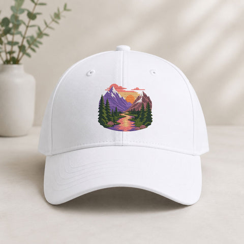 Mountain Landscape Machine Embroidery Design – Nature Forest River Sunset Embroidery File Embroidery/Applique DESIGNS PatternFeed8 