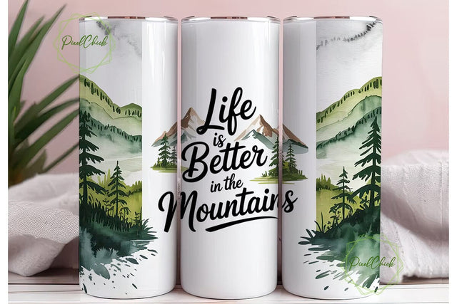 Mountain Life 20oz Tumbler Wrap Sublimation PixelChick 
