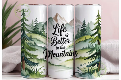 Mountain Life 20oz Tumbler Wrap Sublimation PixelChick 