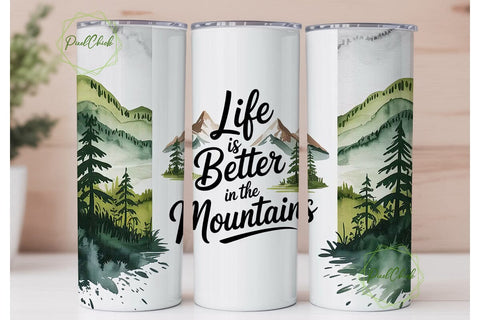 Mountain Life 20oz Tumbler Wrap Sublimation PixelChick 