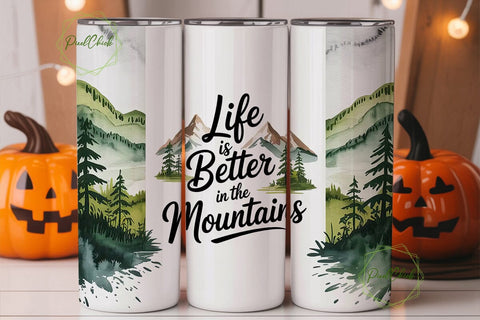 Mountain Life 20oz Tumbler Wrap Sublimation PixelChick 
