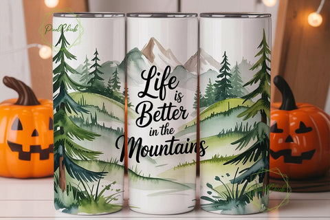 Mountain Life 20oz Tumbler Wrap Sublimation PixelChick 