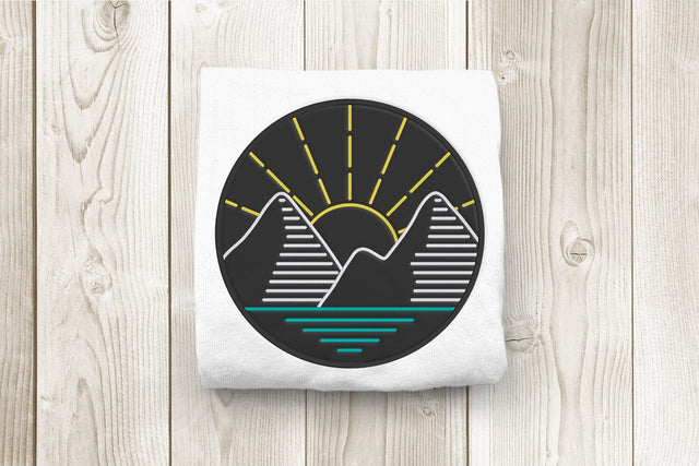 Mountain Line Art in Applique Circle Embroidery Embroidery/Applique DESIGNS Designed by Geeks 