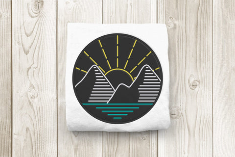 Mountain Line Art in Applique Circle Embroidery Embroidery/Applique DESIGNS Designed by Geeks 