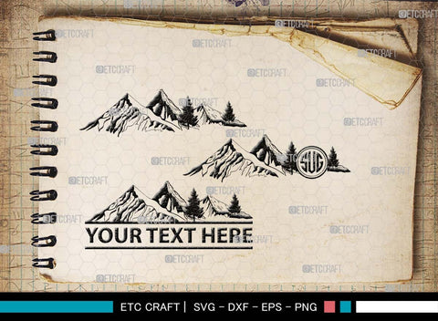 Mountain Monogram, Mountain Silhouette, Mountain SVG, Hiking Svg, Forest Svg, Trees Svg, Travel Outdoor Svg, SB00508 SVG ETC Craft 