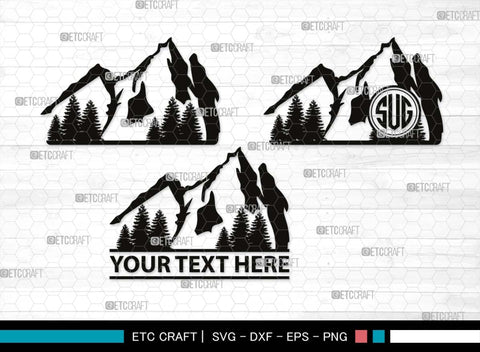 Mountain Monogram, Mountain Silhouette, Mountain SVG, Hiking Svg, Forest Svg, Trees Svg, Travel Outdoor Svg, SB00508 SVG ETC Craft 