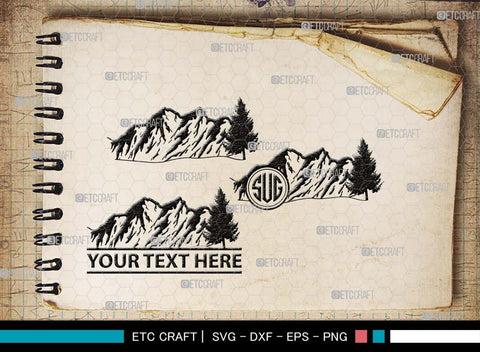 Mountain Monogram, Mountain Silhouette, Mountain SVG, Hiking Svg, Forest Svg, Trees Svg, Travel Outdoor Svg, SB00508 SVG ETC Craft 