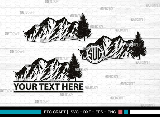Mountain Monogram, Mountain Silhouette, Mountain SVG, Hiking Svg, Forest Svg, Trees Svg, Travel Outdoor Svg, SB00508 SVG ETC Craft 