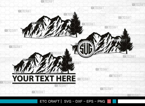Mountain Monogram, Mountain Silhouette, Mountain SVG, Hiking Svg, Forest Svg, Trees Svg, Travel Outdoor Svg, SB00508 SVG ETC Craft 