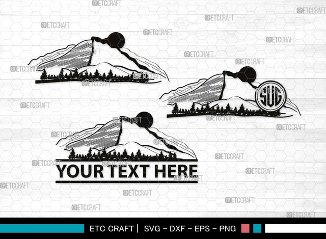 Mountain Monogram, Mountain Silhouette, Mountain SVG, Hiking Svg, Forest Svg, Trees Svg, Travel Outdoor Svg, SB00508 SVG ETC Craft 