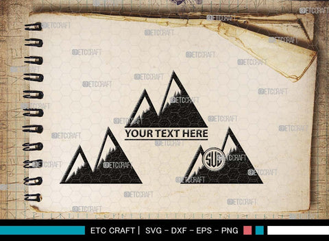 Mountain Monogram, Mountain Silhouette, Mountain SVG, Hiking Svg, Forest Svg, Trees Svg, Travel Outdoor Svg, SB00508 SVG ETC Craft 