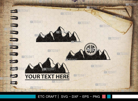Mountain Monogram, Mountain Silhouette, Mountain SVG, Hiking Svg, Forest Svg, Trees Svg, Travel Outdoor Svg, SB00508 SVG ETC Craft 