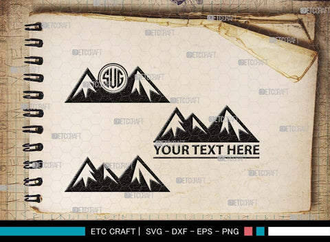 Mountain Monogram, Mountain Silhouette, Mountain SVG, Hiking Svg, Forest Svg, Trees Svg, Travel Outdoor Svg, SB00508 SVG ETC Craft 