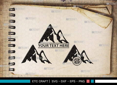 Mountain Monogram, Mountain Silhouette, Mountain SVG, Hiking Svg, Forest Svg, Trees Svg, Travel Outdoor Svg, SB00508 SVG ETC Craft 