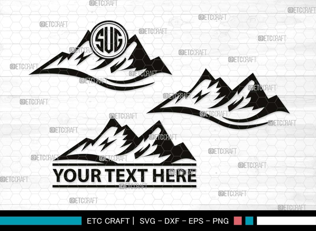 Mountain Monogram, Mountain Silhouette, Mountain SVG, Hiking Svg ...