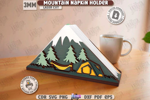 Mountain Napkin Holders Laser Cut Bundle | Adornment Dining Table | Square Napkin Holders | CNC Files SVG The T Store Design 