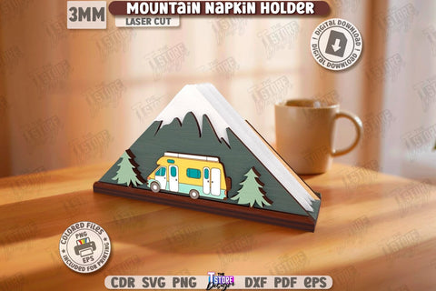 Mountain Napkin Holders Laser Cut Bundle | Adornment Dining Table | Square Napkin Holders | CNC Files SVG The T Store Design 