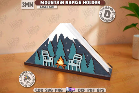 Mountain Napkin Holders Laser Cut Bundle | Adornment Dining Table | Square Napkin Holders | CNC Files SVG The T Store Design 
