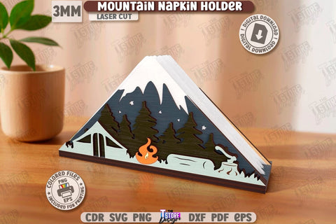 Mountain Napkin Holders Laser Cut Bundle | Adornment Dining Table | Square Napkin Holders | CNC Files SVG The T Store Design 