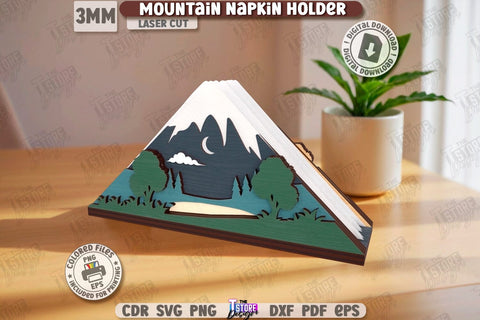 Mountain Napkin Holders Laser Cut Bundle | Adornment Dining Table | Square Napkin Holders | CNC Files SVG The T Store Design 