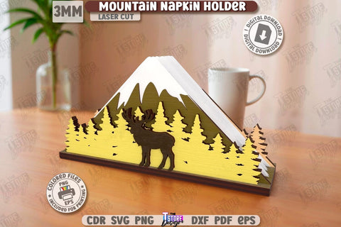 Mountain Napkin Holders Laser Cut Bundle | Adornment Dining Table | Square Napkin Holders | CNC Files SVG The T Store Design 