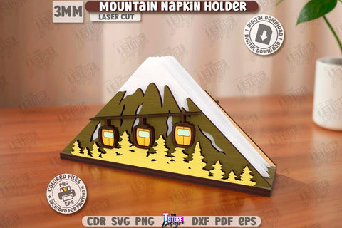 Mountain Napkin Holders Laser Cut Bundle | Adornment Dining Table | Square Napkin Holders | CNC Files SVG The T Store Design 