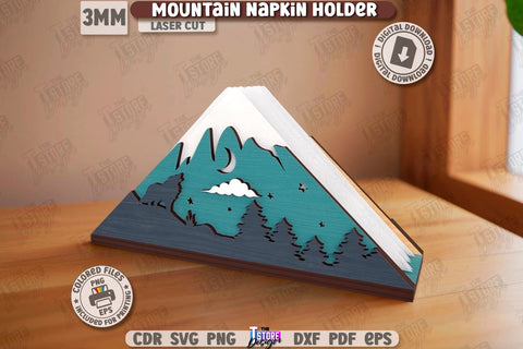 Mountain Napkin Holders Laser Cut Bundle | Adornment Dining Table | Square Napkin Holders | CNC Files SVG The T Store Design 