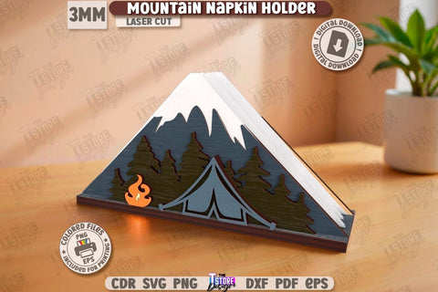 Mountain Napkin Holders Laser Cut Bundle | Adornment Dining Table | Square Napkin Holders | CNC Files SVG The T Store Design 