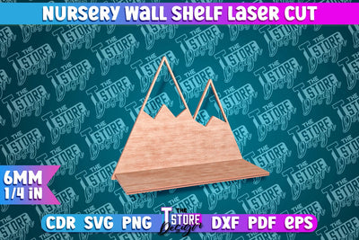 Mountain Nursery Wall Shelf Laser Cut | Laser Cut Design SVG The T Store Design 
