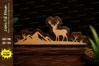 Mountain Ram Landscape Laser Cut SVG Design SVG Regulrcrative 