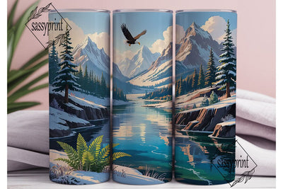 Mountain River Landscape 20oz Tumbler Sublimation sassyprint 