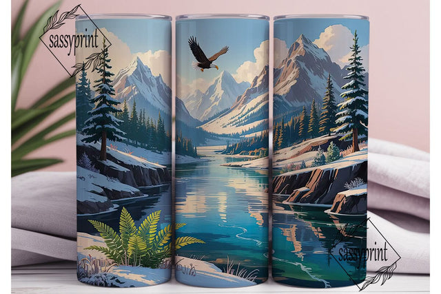 Mountain River Landscape 20oz Tumbler Sublimation sassyprint 