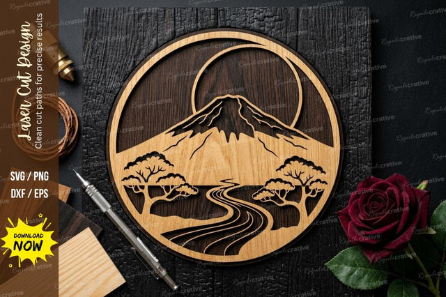 Mountain River Scene laser Cut svg Cutting file ,mountain river svg, SVG Regulrcrative 