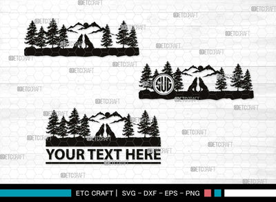 Mountain Scenery Monogram, Mountain Scenery Silhouette, Mountain Scenery SVG, Mountain Svg, Forest Svg, Trees Svg, Travel Outdoor Svg, SB00507 SVG ETC Craft 