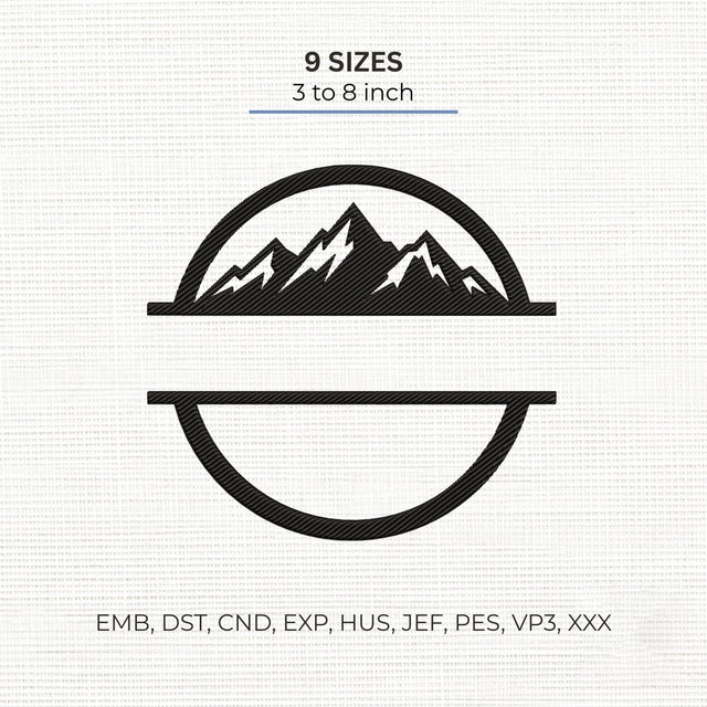 Mountain Split Monogram Embroidery Design – Mountain Range Circle Frame Outdoor Adventure Machine Embroidery File Embroidery/Applique DESIGNS PatternFeed8 
