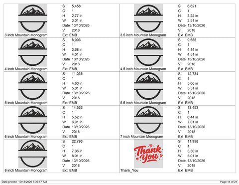 Mountain Split Monogram Embroidery Design – Mountain Range Circle Frame Outdoor Adventure Machine Embroidery File Embroidery/Applique DESIGNS PatternFeed8 