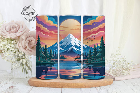 Mountain Sunrise 20oz Tumbler Wrap Sublimation sassyprint 