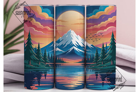 Mountain Sunrise 20oz Tumbler Wrap Sublimation sassyprint 