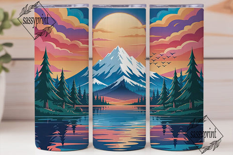 Mountain Sunrise 20oz Tumbler Wrap Sublimation sassyprint 