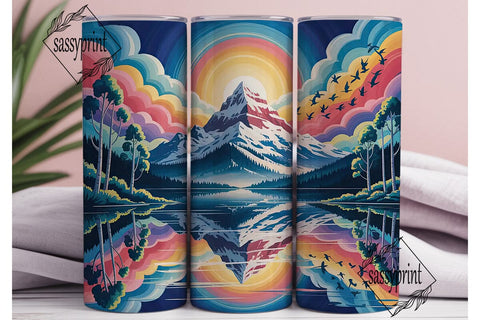 Mountain Sunrise 20oz Tumbler Wrap Sublimation sassyprint 