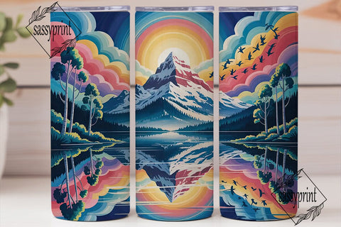 Mountain Sunrise 20oz Tumbler Wrap Sublimation sassyprint 