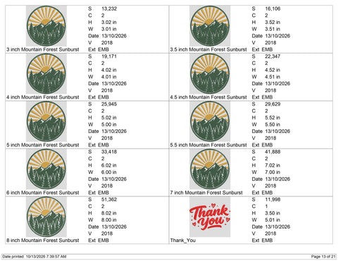 Mountain Sunrise Embroidery Design – Pine Forest Nature Landscape Outdoor Adventure Machine Embroidery File Embroidery/Applique DESIGNS PatternFeed8 