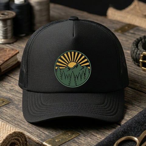 Mountain Sunrise Embroidery Design – Pine Forest Nature Landscape Outdoor Adventure Machine Embroidery File Embroidery/Applique DESIGNS PatternFeed8 